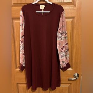 Plus size Boutique Dress w/sheer sleeves